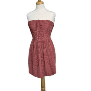 Zara Basic Evening Pink Ruffle Strapless Mini Dress- Homecoming Barbie - Women L
